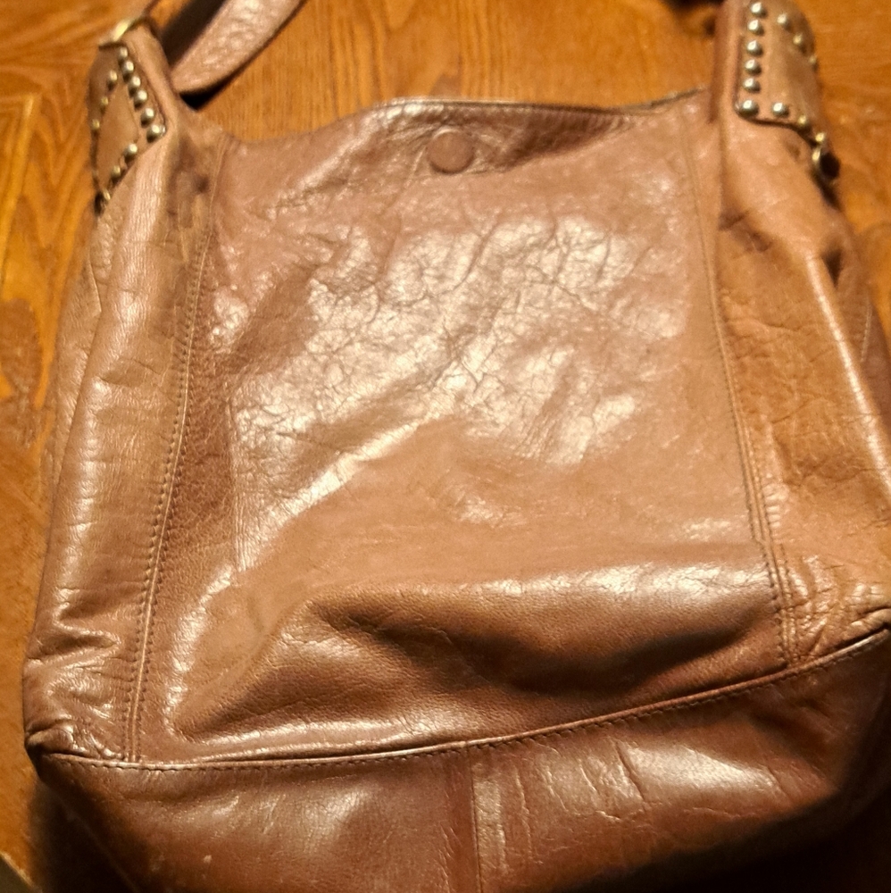 Brown Leather (real)Studded Women's Bag